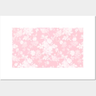 Romantic White Rose Floral Painting Pink Pattern Posters and Art